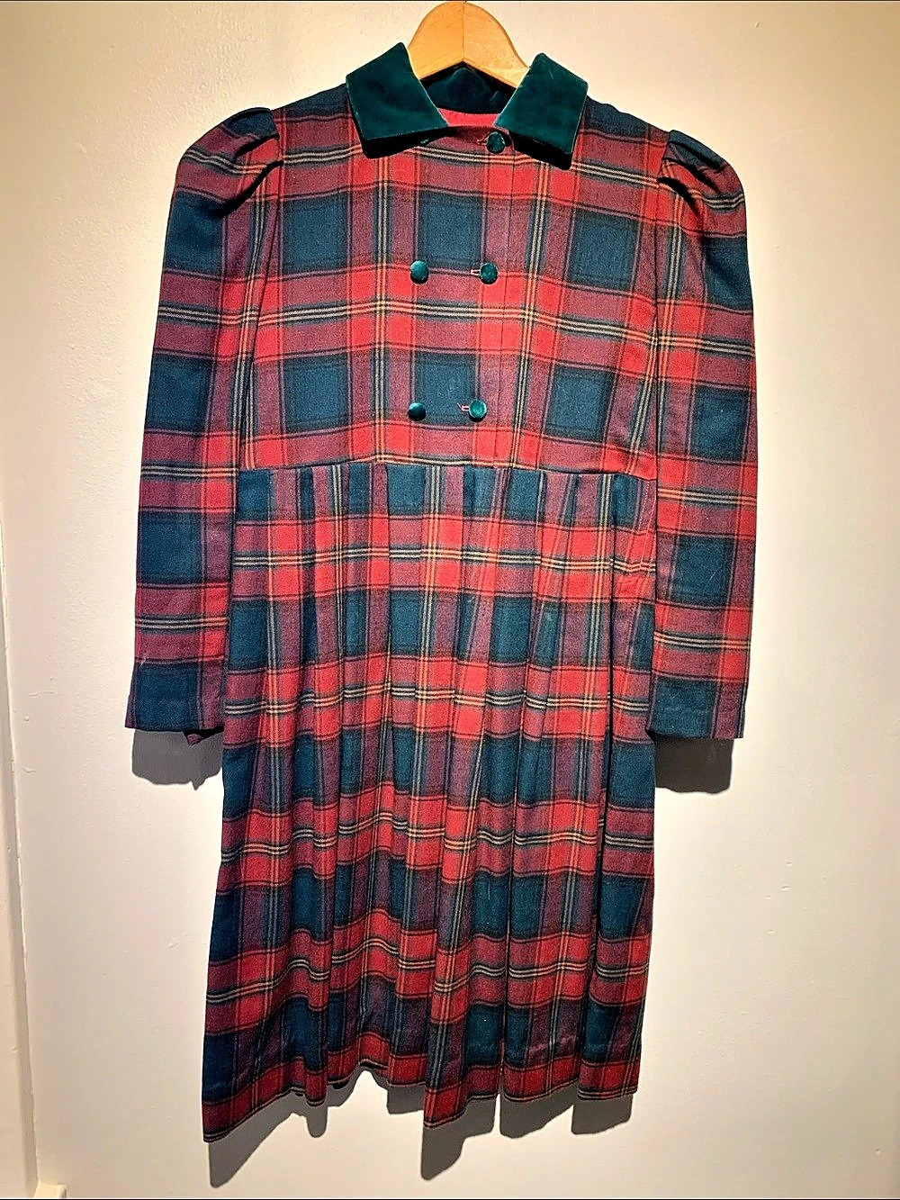 Vintage Laura Ashley Girls Wool Blend Plaid Dress Size 9-10Y